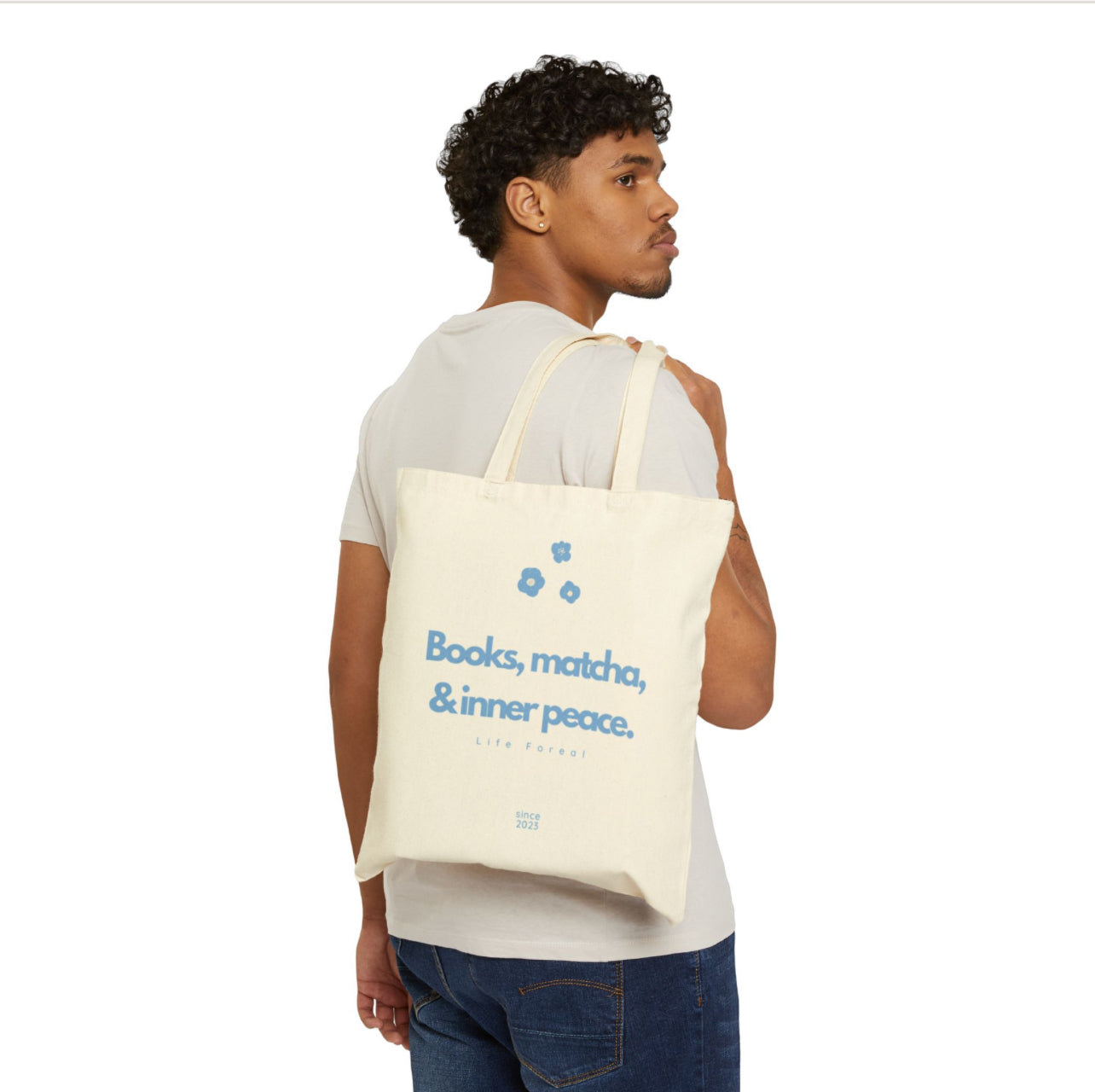 Tote bag- Books, matcha, & inner peace